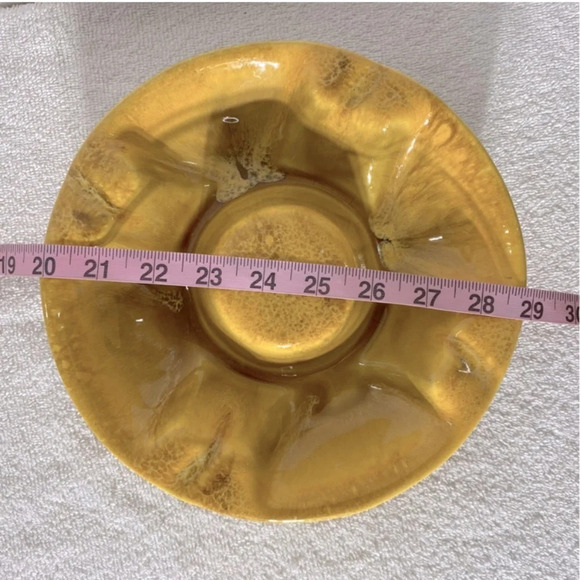 Vintage MCM Yellow  Pottery Ceramic Ashtray Trinket Dish - Picture 12 of 12